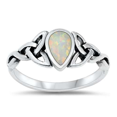 Sterling Silber Weiß Opal Keltisch Ring LTDONRS131099-WO80 von Joyara