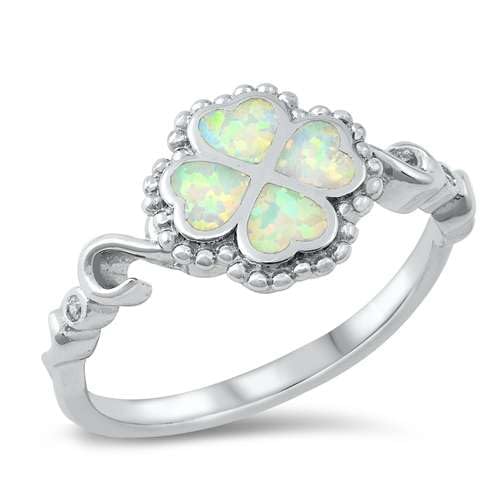 Sterling Silber Weiß Opal Kleeblatt Ring LTDONRO150802-WO70 von Joyara