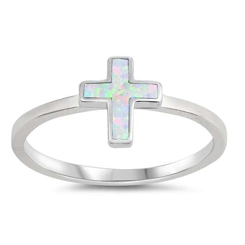 Sterling Silber Weiß Opal Kreuz Ring LTDONRO150669-WO90 von Joyara