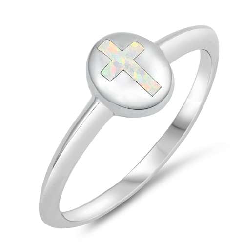 Sterling Silber Weiß Opal Kreuz Ring LTDONRO150675-WO90 von Joyara