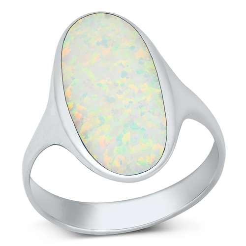 Sterling Silber Weiß Opal Länglicher ovaler Ring LTDONRO150815-WO100 von Joyara