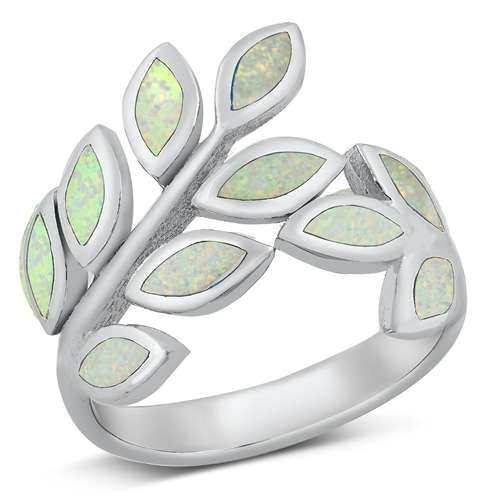 Sterling Silber Weiß Opal Leaves Ring LTDONRO150820-WO60 von Joyara