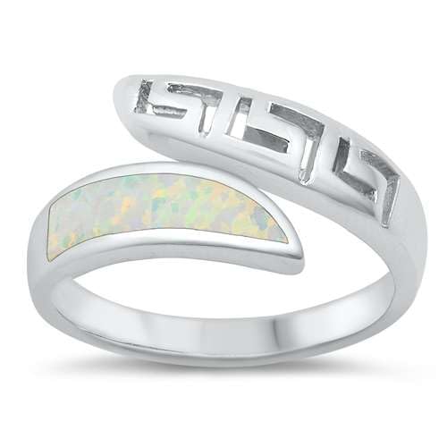 Sterling Silber Weiß Opal Mäander Ring LTDONRO150849-WO60 von Joyara