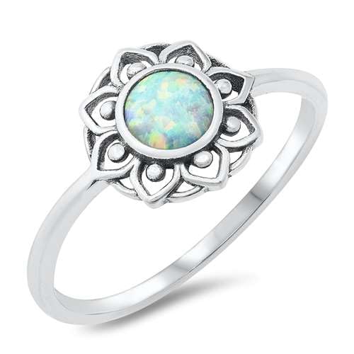Sterling Silber Weiß Opal Mandala Ring LTDONRO150754-WO90 von Joyara