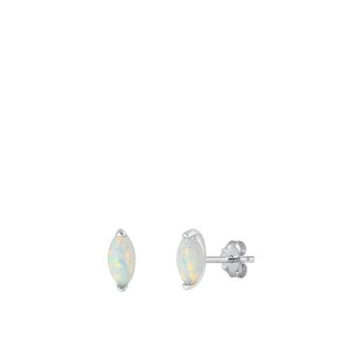 Sterling Silber Weiß Opal Marquise Ohrringe. (KEOEL451180-WO) von Joyara