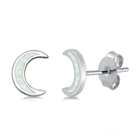 Sterling Silber Weiß Opal Mond Ohrringe (KEOEL450559-WO) von Joyara