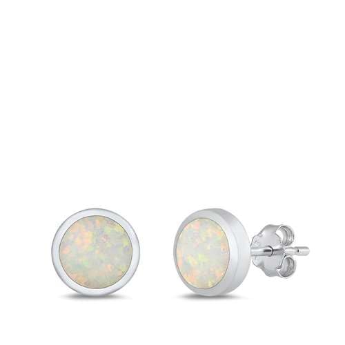 Sterling Silber Weiß Opal Runde Ohrringe.. (KEOEL451115-100) von Joyara