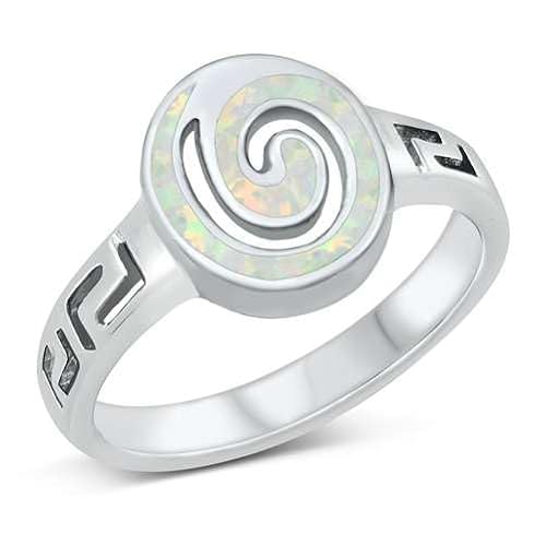 Sterling Silber Weiß Opal Spiral Ring LTDONRO150854-WO90 von Joyara