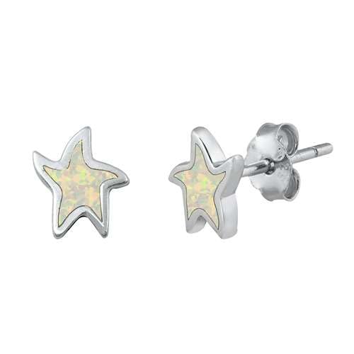 Sterling Silber Weiß Opal Stern Ohrringe..(KEOEL450992) von Joyara