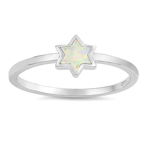 Sterling Silber Weiß Opal Stern Ring LTDONRO150605-WO90 von Joyara