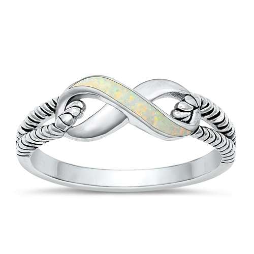 Sterling Silber Weiß Opal Unendlichkeit Ring LTDONRO150981-WO70 von Joyara