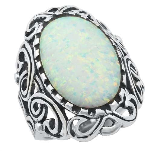 Sterling Silber Weiß Opal Vintage Style Ring LTDONRO150806-WO100 von Joyara