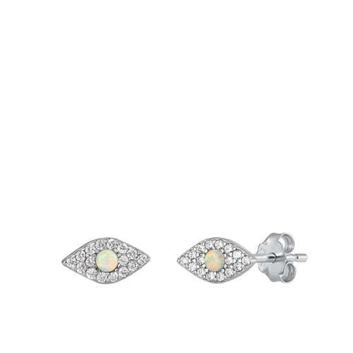 Sterling Silber Weiß Opal & Zirkonia Augenohrringe.. (KEOEL451196-WO) von Joyara