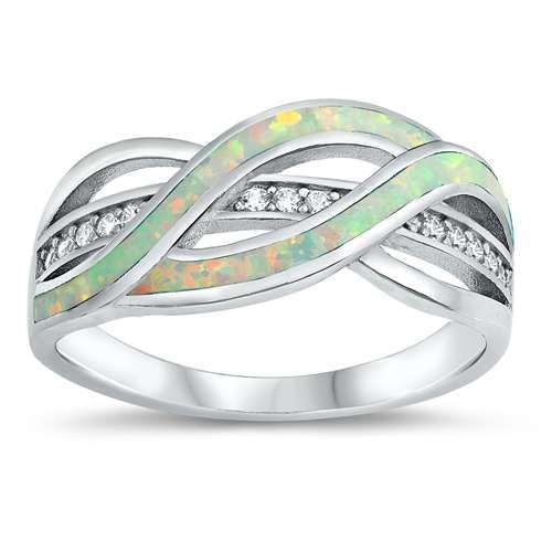 Sterling Silber Weiß Opal & Zirkonia Ring LTDONRO150648-WO60 von Joyara