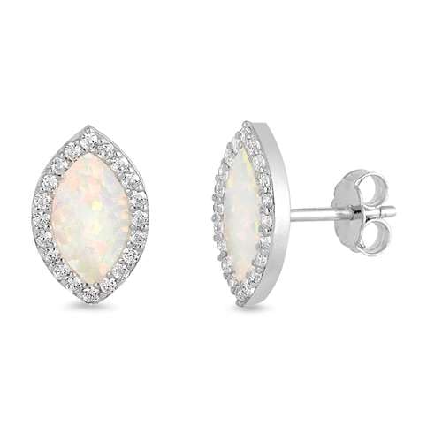 Sterling Silber Weißer Opal und Zirkonia-Ohrringe.(KEOEL450495-WO) von Joyara