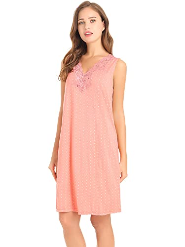 Joyaria Nachthemden Damen Kurzarm Frauen Sommer Nachtwäsche Kurz Sleepshirt Frauen (Rosa,Größe XL) von Joyaria