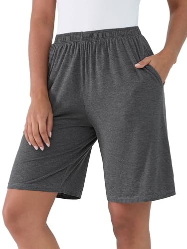 Joyaria Damen Schlafanzughose Kurz Pyjamahose Weich Bambus Viskose Nachtwäsche Schlafshorts (Kohlefarbe, M) von Joyaria