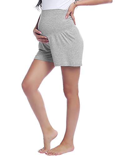 Joyaria Kurze Hose für Schwangere Damen Shorts Umstandshose Schlafhose Jersey Hose(Grau,XL) von Joyaria