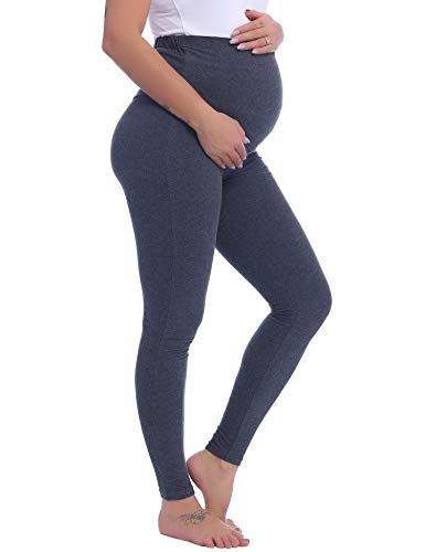 Schwangerschaftshose Lang Umstand-Leggings Baumwolle Umstandhose Bequeme Schwangerschaft Blickdicht Jogginghose Freizeithose Schlafanzug/Pyjama/Yoga Hose(Dunkelgrau,XL) von Joyaria