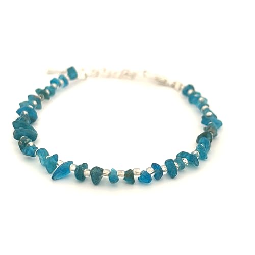 Armbänder aus Natürlichen Edelstein-Chips mit Verschluss | Verstellbare Größe | 100% Echte Mineralsteine - Inklusive Schmuckbox (Apatit) von Joyas Minerales