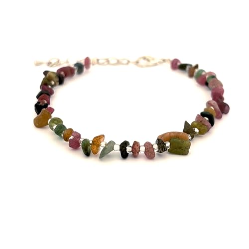 Armbänder aus Natürlichen Edelstein-Chips mit Verschluss | Verstellbare Größe | 100% Echte Mineralsteine - Inklusive Schmuckbox (Turmalin) von Joyas Minerales