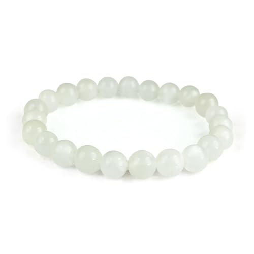 Durchsichtiger Mondstein-Armband – 100% echte Natursteine | Bequem & elegant | Elastische koreanische Schnur | Inkl. Geschenkbox (Durchsichtiger Mondstein, 6mm) von Joyas Minerales
