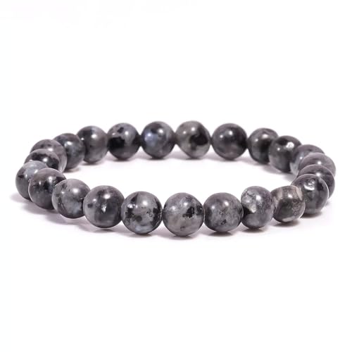 Joyas Minerales Schwarzer Labradorit-Armband – 100% echte Natursteine | Bequem & elegant | Elastische koreanische Schnur | Inkl. Geschenkbox (Schwarzer Labradorit, 6mm) von Joyas Minerales