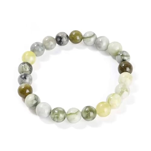 Joyas Minerales Blumenjade-Armband – 100% echte Natursteine | Bequem & elegant | Elastische koreanische Schnur | Inkl. Geschenkbox (Blumenjade, 8mm) von Joyas Minerales