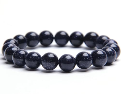 Joyas Minerales Blauer Sandstein-Armband – 100% echte Natursteine | Bequem & elegant | Elastische koreanische Schnur | Inkl. Geschenkbox (Blauer Sandstein, 10mm) von Joyas Minerales