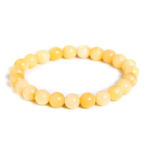 Joyas Minerales Gelbe Jade-Armband – 100% echte Natursteine | Bequem & elegant | Elastische koreanische Schnur | Inkl. Geschenkbox (Gelbe Jade, 10mm) von Joyas Minerales