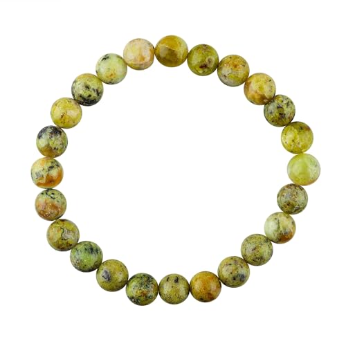 Joyas Minerales Grüner Opal-Armband – 100% echte Natursteine | Bequem & elegant | Elastische koreanische Schnur | Inkl. Geschenkbox (Grüner Opal, 8mm) von Joyas Minerales