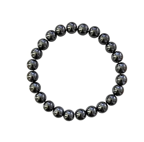Joyas Minerales Hämatit-Armband – 100% echte Natursteine | Bequem & elegant | Elastische koreanische Schnur | Inkl. Geschenkbox (Hämatit, 4mm) von Joyas Minerales