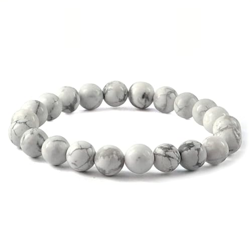 Joyas Minerales Howlith-Armband – 100% echte Natursteine | Bequem & elegant | Elastische koreanische Schnur | Inkl. Geschenkbox (Howlith, 8mm) von Joyas Minerales