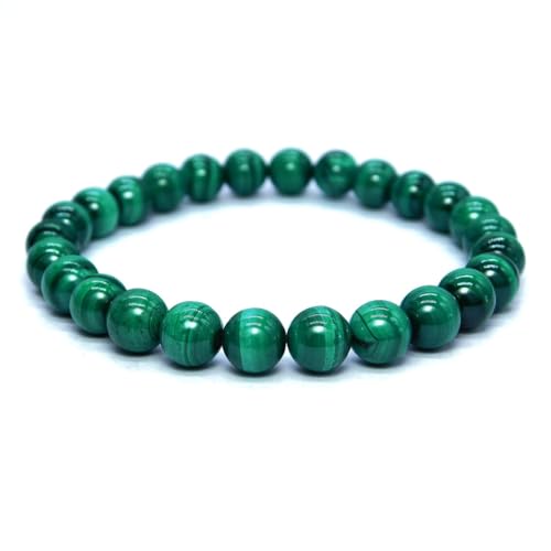 Joyas Minerales Malachit-Armband – 100% echte Natursteine | Bequem & elegant | Elastische koreanische Schnur | Inkl. Geschenkbox (Malachit, 6mm) von Joyas Minerales
