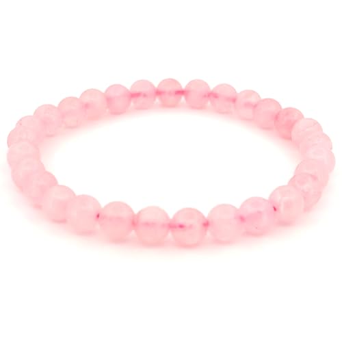 Joyas Minerales Rosenquarz-Armband – 100% echte Natursteine | Bequem & elegant | Elastische koreanische Schnur | Inkl. Geschenkbox (Rosenquarz, 4mm) von Joyas Minerales