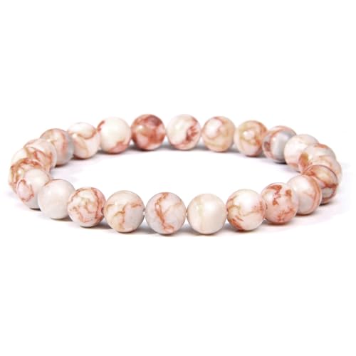 Joyas Minerales Rotes Spinnennetz-Armband – 100% echte Natursteine | Bequem & elegant | Elastische koreanische Schnur | Inkl. Geschenkbox (Rotes Spinnennetz, 6mm) von Joyas Minerales