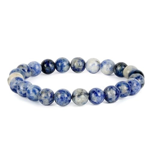Joyas Minerales Sodalith-Armband – 100% echte Natursteine | Bequem & elegant | Elastische koreanische Schnur | Inkl. Geschenkbox (Sodalith, 4mm) von Joyas Minerales