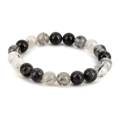 Joyas Minerales Turmalinquarz-Armband – 100% echte Natursteine | Bequem & elegant | Elastische koreanische Schnur | Inkl. Geschenkbox (Turmalinquarz, 10mm) von Joyas Minerales