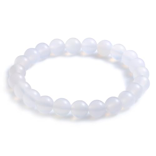 Joyas Minerales Weiße Jade-Armband – 100% echte Natursteine | Bequem & elegant | Elastische koreanische Schnur | Inkl. Geschenkbox (Weiße Jade, 4mm) von Joyas Minerales