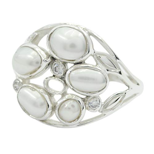 Joyas Plata echte Edelsteine ​​Multi Form fünf Stein Cabochon Perle Ring - 925 Silber weiße Perle Ring - Juni Geburt Zwillinge Astrologie echte Edelsteine ​​Ring Joyas Plata echte Edelsteine ​​Multi Form fünf Stein Cabochon Perle Ring - 925 Silber weiße Perle Ring - Juni Geburt Zwillinge Astrologie echte Edelsteine ​​Ring von Joyas Plata