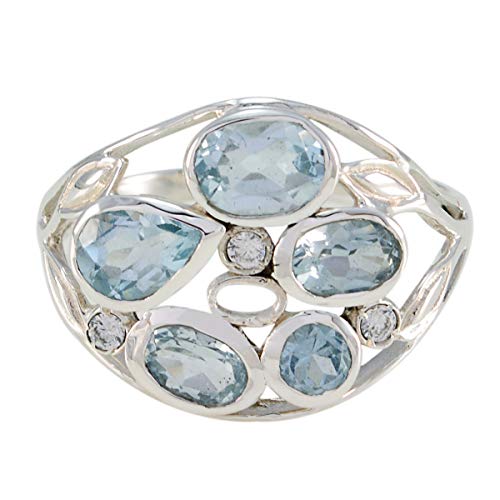 Joyas Plata echte Edelsteine â€‹â€‹Multi Form fünf facettierten blauen Topas Ringe - 925 Sterling Silber blauen Topas Ring - Dezember Geburt Schütze Astrologie echte Edelsteine â€‹â€‹Ring von Joyas Plata