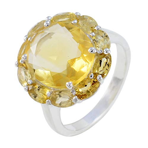 Joyas Plata echte edelsteine â€‹â€‹ovale form facettierte citrinringe mit mehreren steinen - ring aus 925er silber und gelbem citrin - ring mit echten edelsteinen der astrologie von juni birth gemini von Joyas Plata