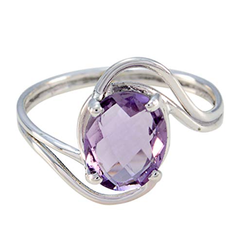 Joyas Plata echte edelsteine ​​ovale form ein stein cheker amethyst ringe - 925 silber lila amethyst ring - februar geburt wassermann astrologie echte edelsteine ​​ring von Joyas Plata