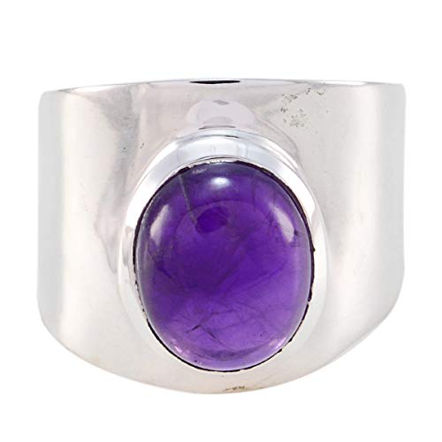 Joyas Plata gute Edelsteine â€‹â€‹ovale Form ein Stein Cabochon Amethyst Ringe - Sterling Silber lila Amethyst Ring - Februar Geburt Wassermann Astrologie gute Edelsteine â€‹â€‹Ring von Joyas Plata