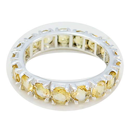 joyas plata gute edelsteine ​​runde form facettierter citrinring mit mehreren steinen - ring aus 925er silber und gelbem citrin - juni geburtszwillinge astrologie guter edelsteinring von Joyas Plata
