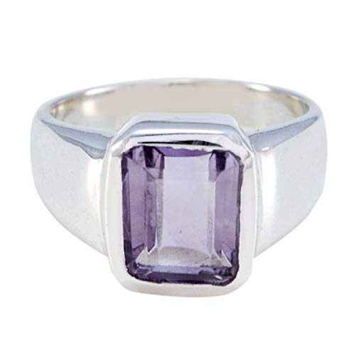 Joyas Plata natürlichen Edelstein Achteck Form ein Stein facettierten Amethyst Ringe - 925 Sterling Silber lila Amethyst Ring - Februar Geburt Wassermann Astrologie natürlichen Edelstein Ring von Joyas Plata