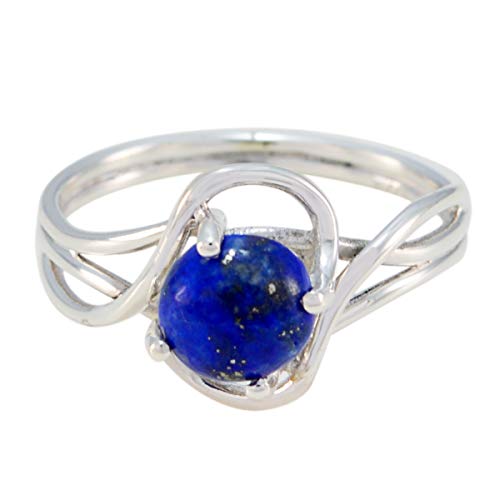 Joyas Plata natürlichen Edelstein runde Form ein Stein Cabochon Lapislazuli Ringe - Sterling Silber blau Lapislazuli Ring - Oktober Geburt Waage Astrologie natürlichen Edelstein Ring von Joyas Plata