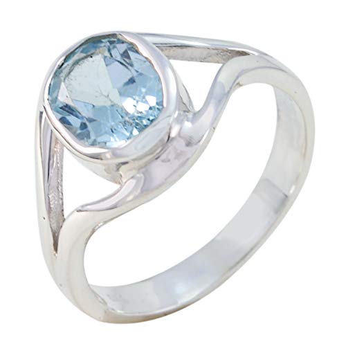 joyas plata echte edelsteine ​​ovale form ein stein facettierter blauer topas ring - massiver silberner blauer topas ring - dezember geburt schütze astrologie echte edelsteine ​​ring joyas plata echte edelsteine ​​ovale form ein stein facettierter blauer topas ring - massiver silberner blauer topas ring - dezember geburt schütze astrologie echte edelsteine ​​ring von Joyas Plata