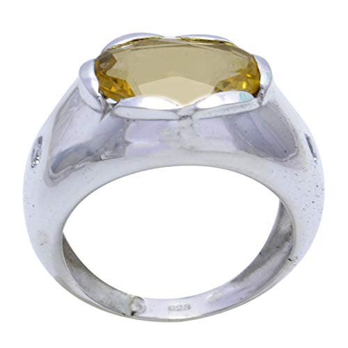 joyas plata echte edelsteine ​​ovale form ein stein cheker citrin ring - massiver silbergelber citrin ring - juni geburtszwillinge astrologie echte edelsteine ​​ring von Joyas Plata