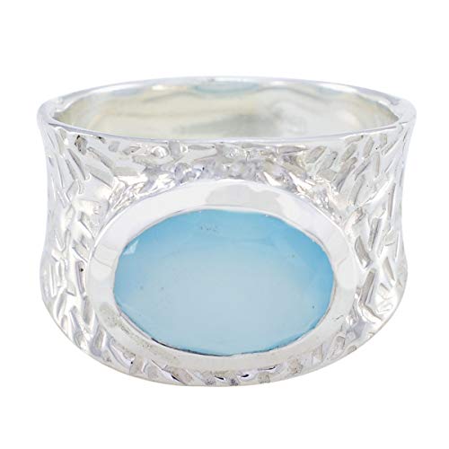 joyas plata echte edelsteine ​​ovale form ein stein facettierte aqua chalcedon ringe - 925 sterling silber aqua chalcedon ring - dezember geburt schütze astrologie echte edelsteine ​​ring von Joyas Plata